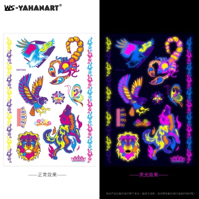 Women Creative Tiger Owl Animal Fluorescent Tattoo Stickers for Nails