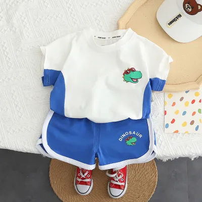 Kids Toddler Boys Casual Cartoon Animal Print Short Sleeve T-Shirt Shorts Set
