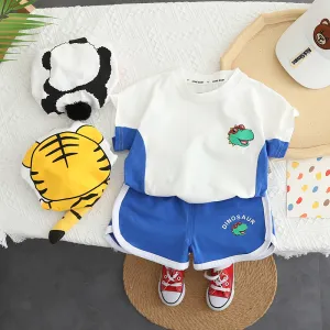 Kids Toddler Boys Casual Cartoon Animal Print Short Sleeve T-Shirt Shorts Set