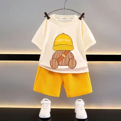 Kids Toddler Big Boys Casual Cute Cartoon Print Short Sleeve T-Shirt Shorts Set