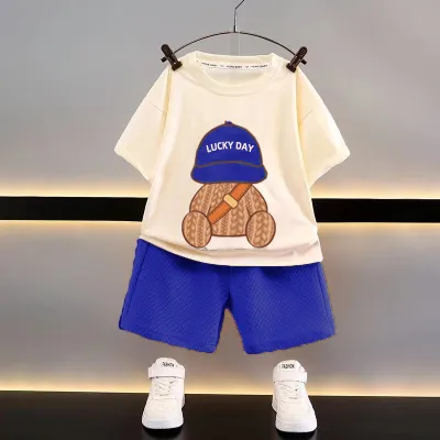 Kids Toddler Big Boys Casual Cute Cartoon Print Short Sleeve T-Shirt Shorts Set