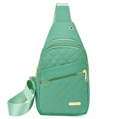 Women Fashion Solid Color Rhombic Embroidery Large Capacity Chest Bag
