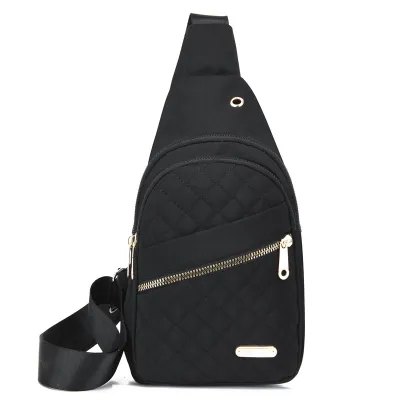 Women Fashion Solid Color Rhombic Embroidery Large Capacity Chest Bag