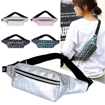 Women Fashion Casual Bright Butterfly Printed Chest Bag Waist Pack