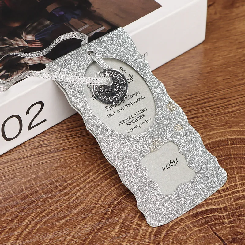 Custom Logo Lingerie Women Uv Glitter Paper Card Tag