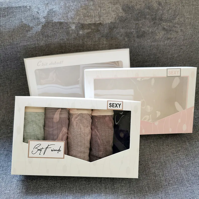 Custom Logo Lingerie Panties PVC Transparent Carton Packaging