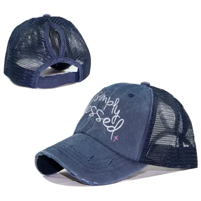 Women Simple Letter Embroidered Mesh Breathable Cap