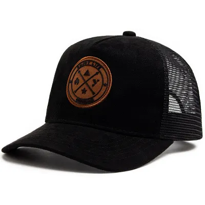 Simple Fashion Round Label Suede Mesh Sunshade Cap