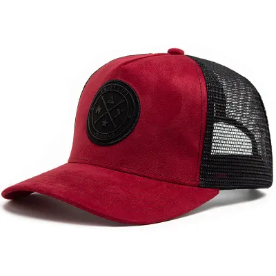 Simple Fashion Round Label Suede Mesh Sunshade Cap