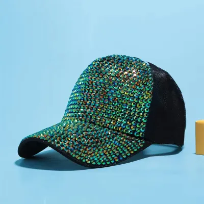Summer Women Fashion Flash Diamond Rhinestone Sunshade Cap