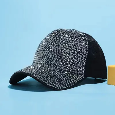 Summer Women Fashion Flash Diamond Rhinestone Sunshade Cap