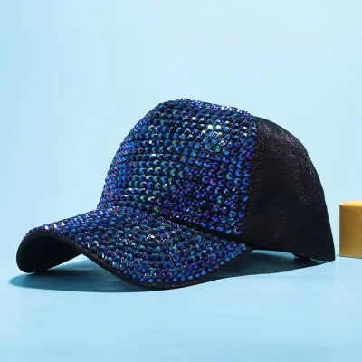 Summer Women Fashion Flash Diamond Rhinestone Sunshade Cap