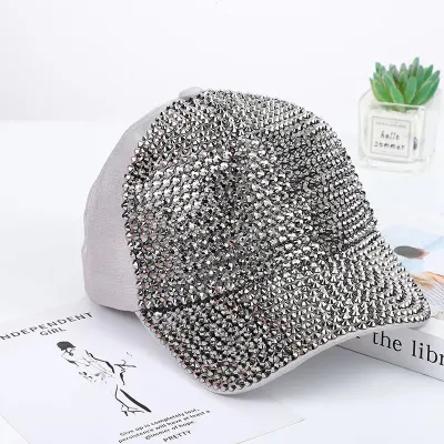 Summer Women Fashion Flash Diamond Rhinestone Sunshade Cap
