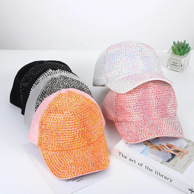 Summer Women Fashion Flash Diamond Rhinestone Sunshade Cap