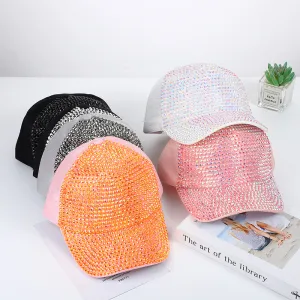 Summer Women Fashion Flash Diamond Rhinestone Sunshade Cap