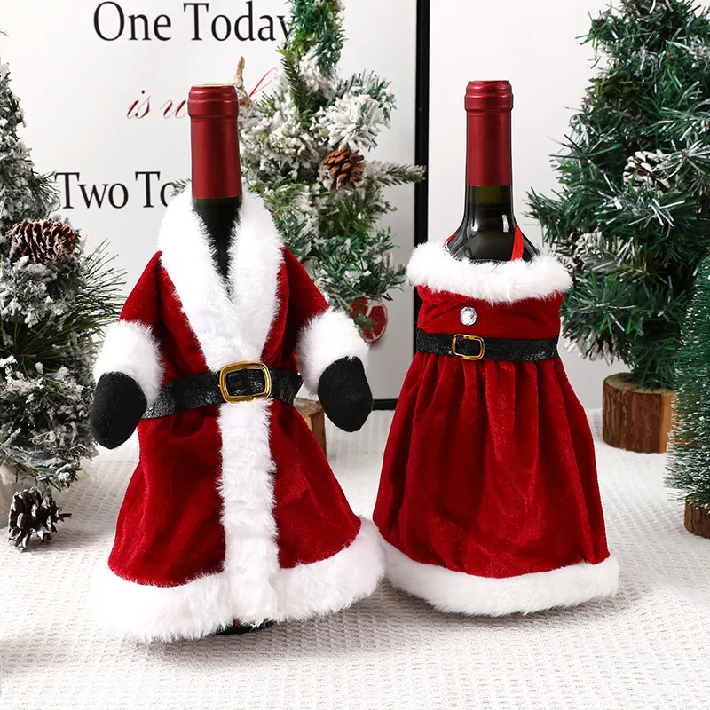 Creative Cartoon Christmas Dress Wine Bottle Cover Party Decoration