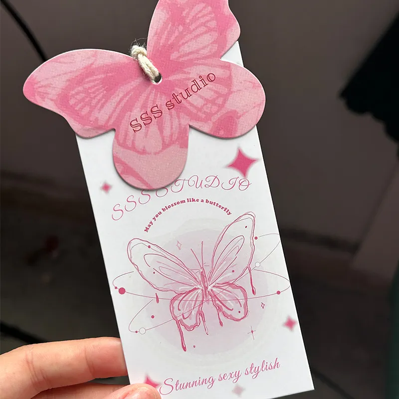 Custom Logo Pink Butterfly Lingerie Tag
