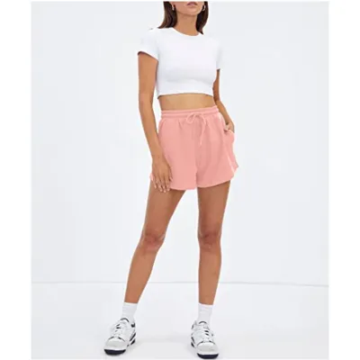 Summer Women Casual Solid Color Loose Drawstring Bermuda Shorts