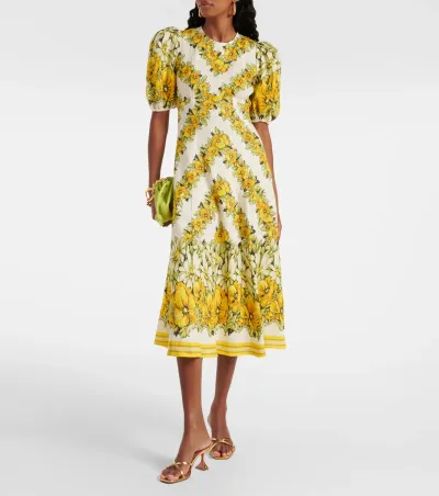 Summer Women Floral Printed Bubble Sleeve Oversize Dress