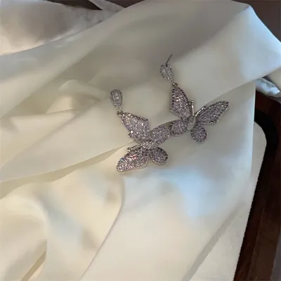 Women Fashion Multicolor Zircon Vintage Butterfly Earrings
