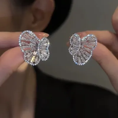 Women Fashion Multicolor Zircon Vintage Butterfly Earrings