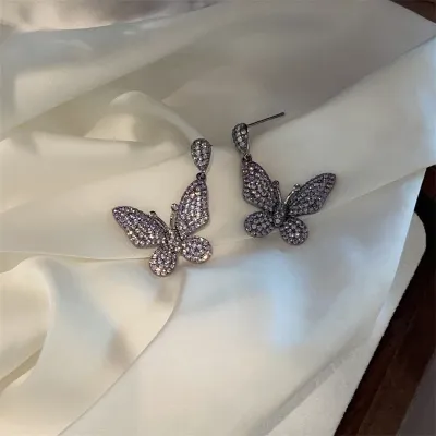 Women Fashion Multicolor Zircon Vintage Butterfly Earrings