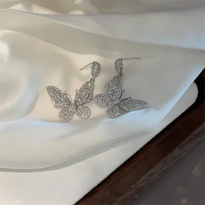 Women Fashion Multicolor Zircon Vintage Butterfly Earrings
