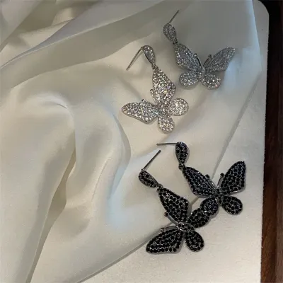 Women Fashion Multicolor Zircon Vintage Butterfly Earrings