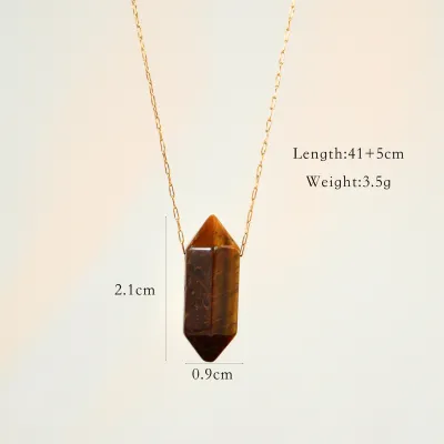 Women Simple Creative Tiger Eye Stone Bullet Pendant Stainless Steel Necklace