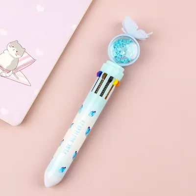 Cartoon Creative Cute 10 Color Butterfly Press Ballpoint Pen