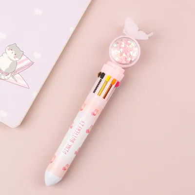 Cartoon Creative Cute 10 Color Butterfly Press Ballpoint Pen
