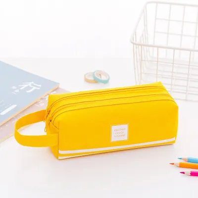 Creative Double-Layer Large-Capacity Oxford Cloth Double Zipper Stationery Bag