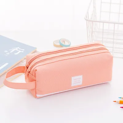 Creative Double-Layer Large-Capacity Oxford Cloth Double Zipper Stationery Bag