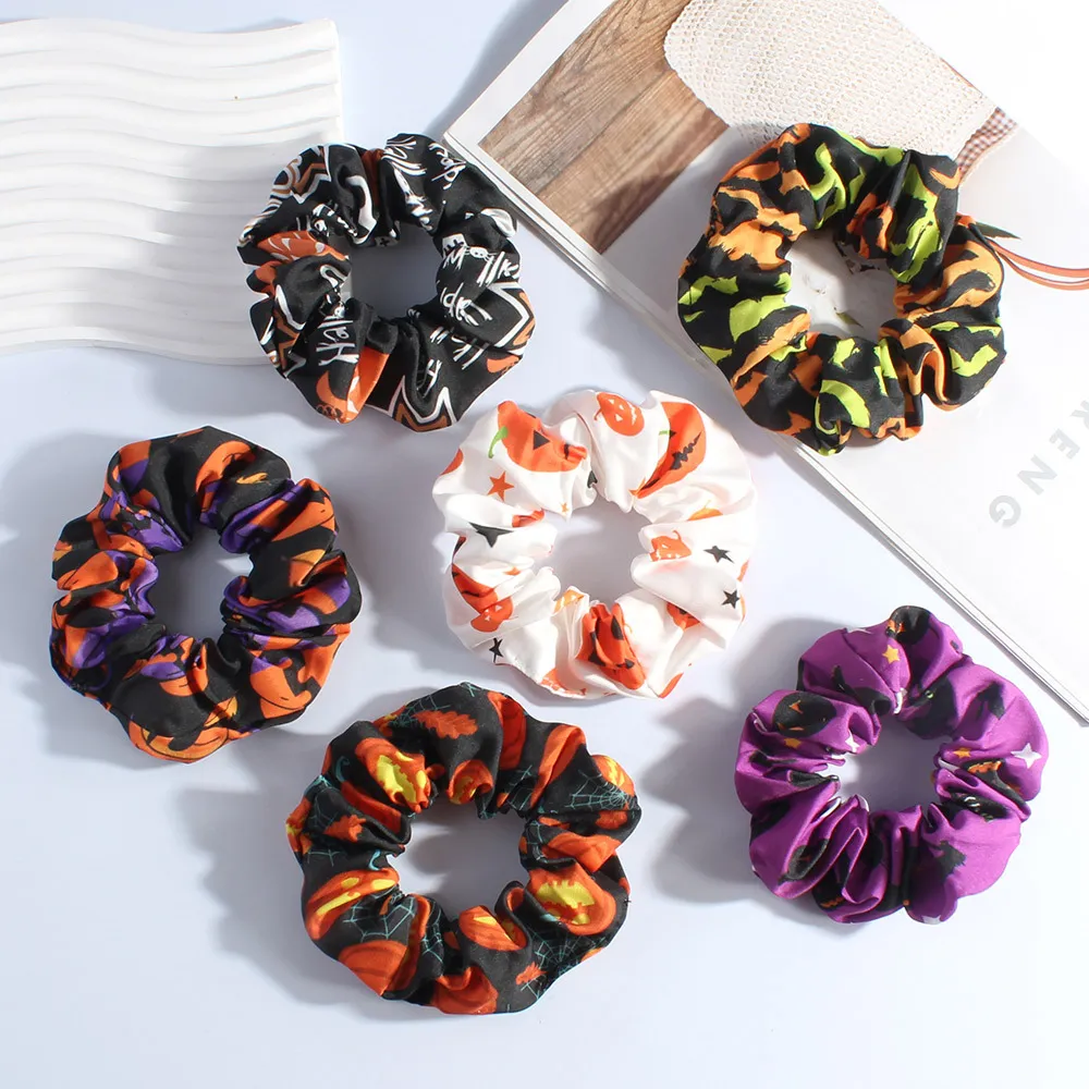 Halloween Funny Ghost Pumpkin Print High Elasticity Cloth Hair Ring