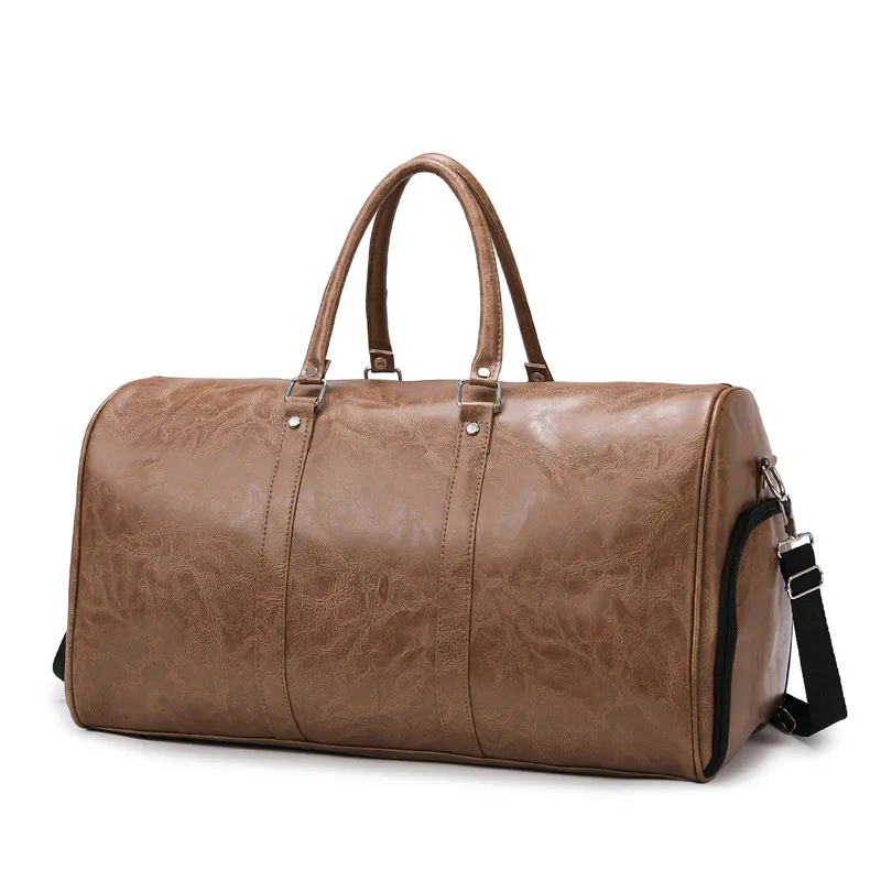 Men's Vintage Large Capacity PU Duffle Bag for Leisure Sports Business