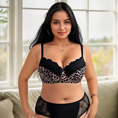 Women Fashion Sexy Plus Size Lace Leopard Push-Up Bra