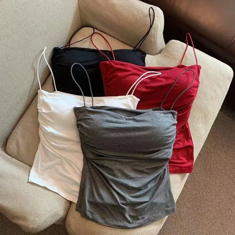 Summer Women Fashion Sexy Solid Color Camisole Vest Slim Fit