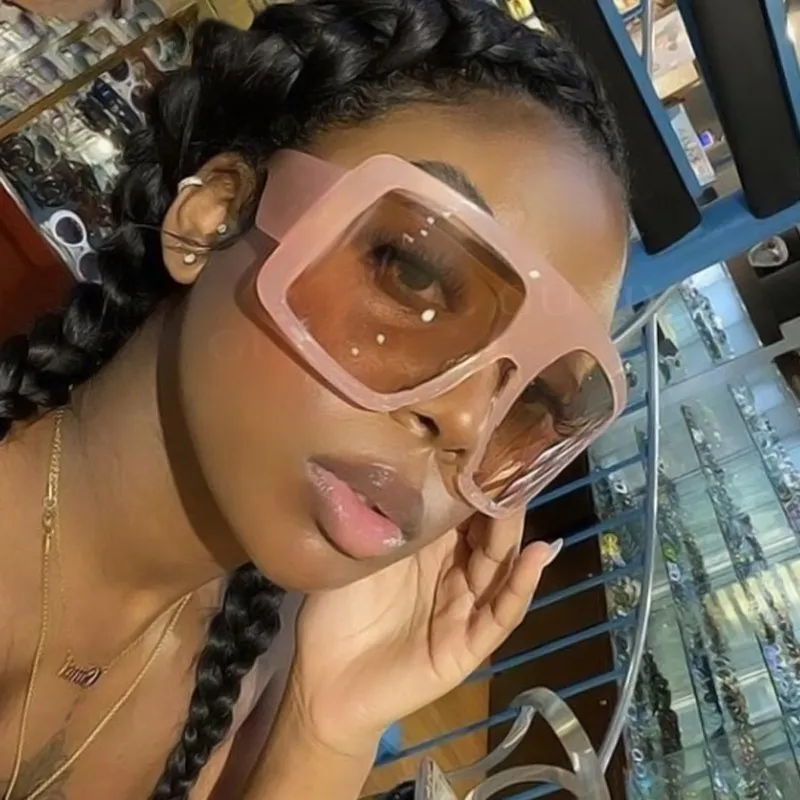 Women Fashion Curved Mirror Jelly Color Large Frame Sunglasses