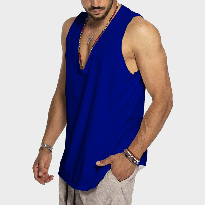Wholesale Men Summer Cotton Solid Color Sleeveless Casual