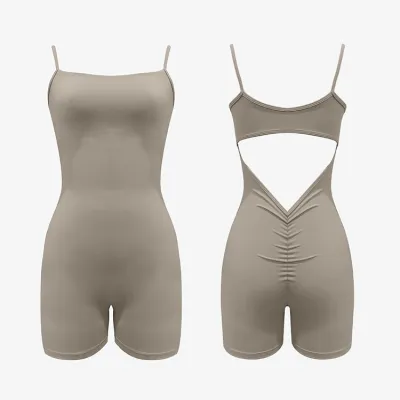 Women Fashion Back V Hollow Sports Yoga Rompers
