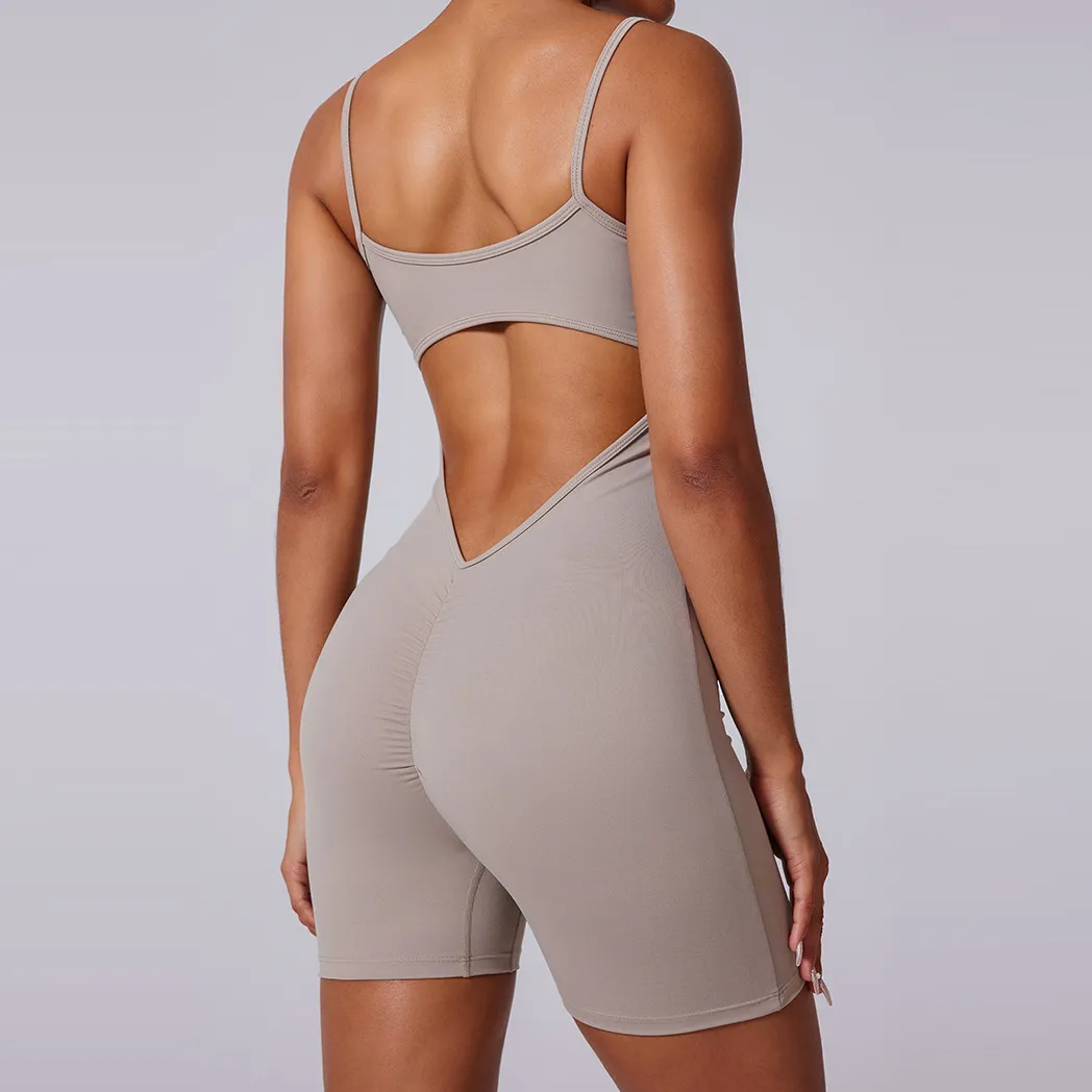 Women Fashion Back V Hollow Sports Yoga Rompers