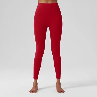 Women Simple High Waist Hip Lifting Abdominal Sports Fitness Yoga Leggings