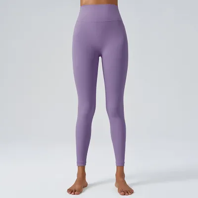 Women Simple High Waist Hip Lifting Abdominal Sports Fitness Yoga Leggings