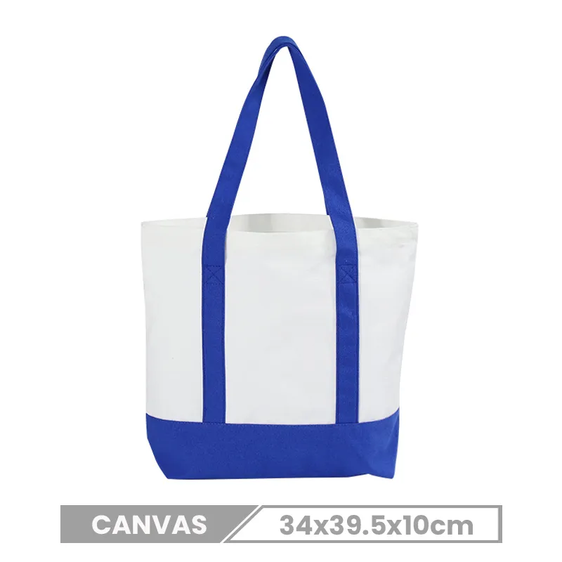 Custom Logo Large Capacity Contrast Stitching Canvas Tote Bag