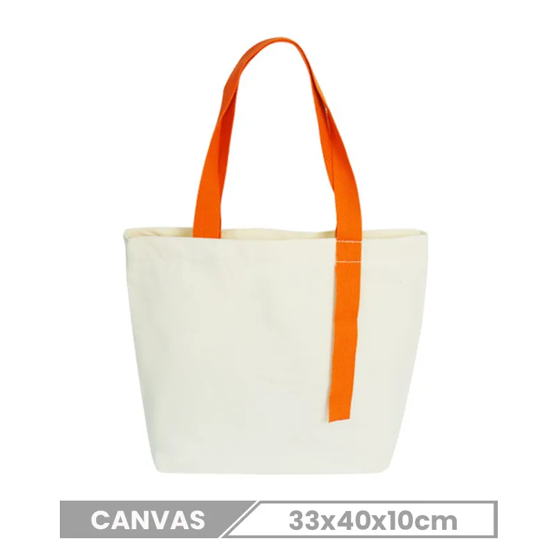 Custom Logo Simple Multicolor Ribbon Canvas Tote Bag