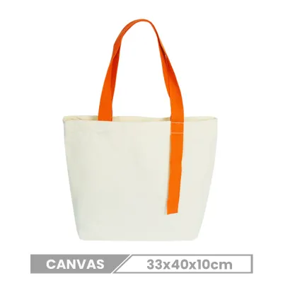 Custom Logo Simple Multicolor Ribbon Canvas Tote Bag