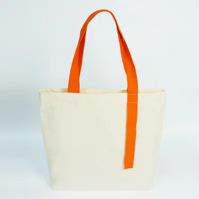 Custom Logo Simple Multicolor Ribbon Canvas Tote Bag