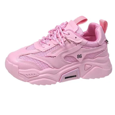 Women Fashion Candy Color Mesh Thick-Soled Low Top Sneaker