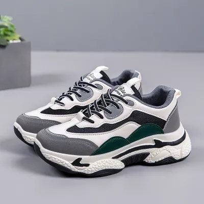 Women Fashion Casual Thick Sole Round Toe Lace Up Sneaker