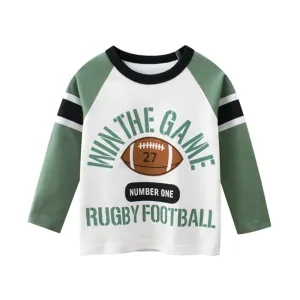 Kids Toddler Boys Casual Cute Alphabet Print Long Sleeve Cotton Crewneck T-Shirt